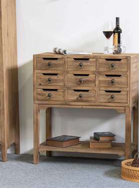 美式复古古实木餐边柜组合民宿酒AHRS0016家店客厅装边饰餐柜田园