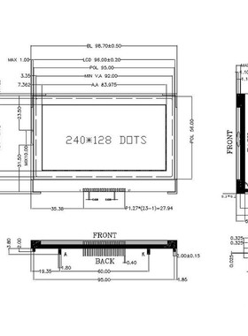 AKW240128LCD液晶显示C.1寸SPI点阵OG蓝膜4UC16屏08不带背光