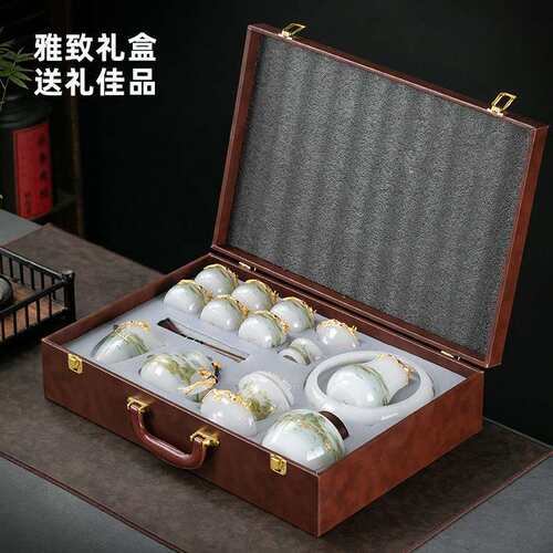 白简里玉装琉璃龙抬头千江山茶LL663具套陶瓷家用茶碗现简约轻奢