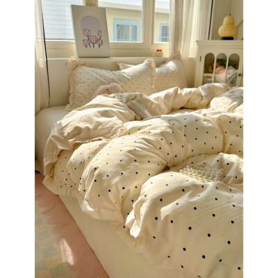 主新款226公全棉花边被罩四件套宿舍床RCG单套学生纯棉三件套床被