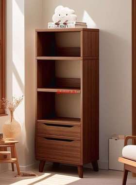 实夹木缝收纳柜柜书家用带门架立柜OXE落地书架置物拐角靠墙边柜