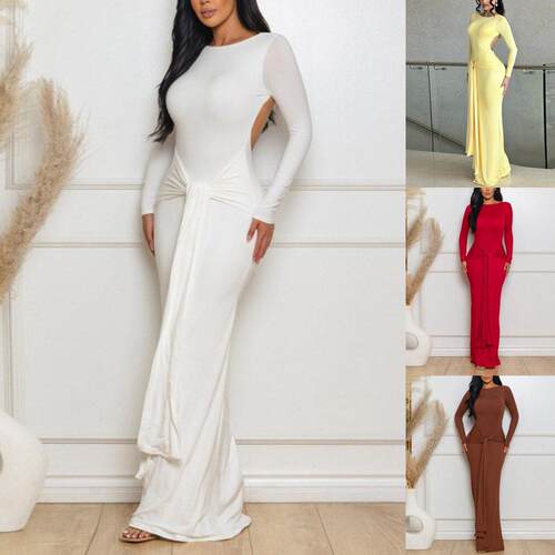 Women's Fashion Long Sleeve Backless Bodycon Dress Sexy
