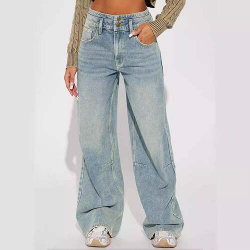 Tinted Baggy Non Stretch Jeans Light Wash