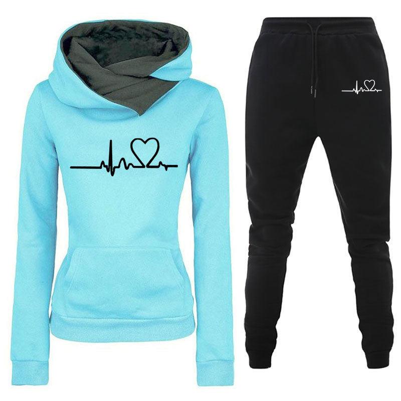 Casual sportswear suit heart rate print women's same style