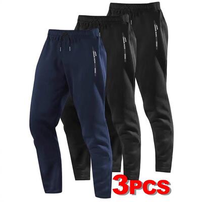 3-Pack Men's Solid Color Sports Joggers with Letter Print