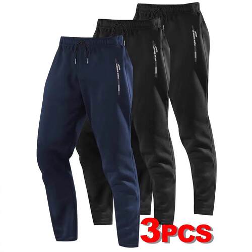 3Pcs Men's Drawstring Waist Solid Color Ice Silk Sports