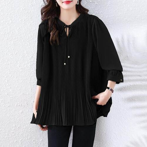 Simple Long Sleeve Top Casual V Neck Loose Fit Shirt