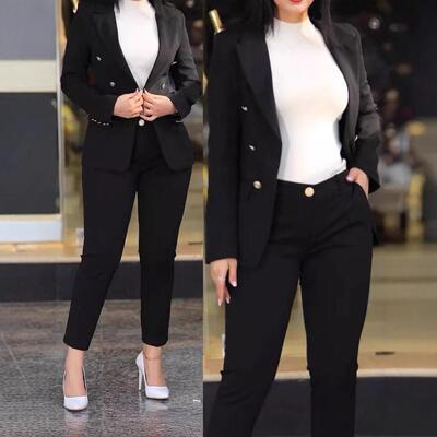 Business Suits for Women Fashion Slim Pants and Blazer Set