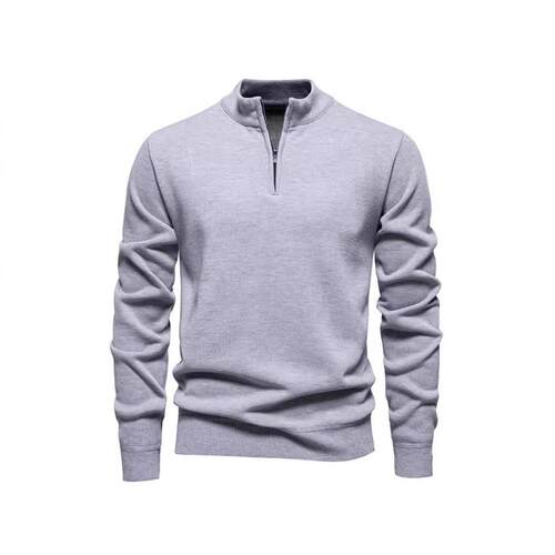 Mens Fall Winter HalfZip Stand Collar Fleece Pullover