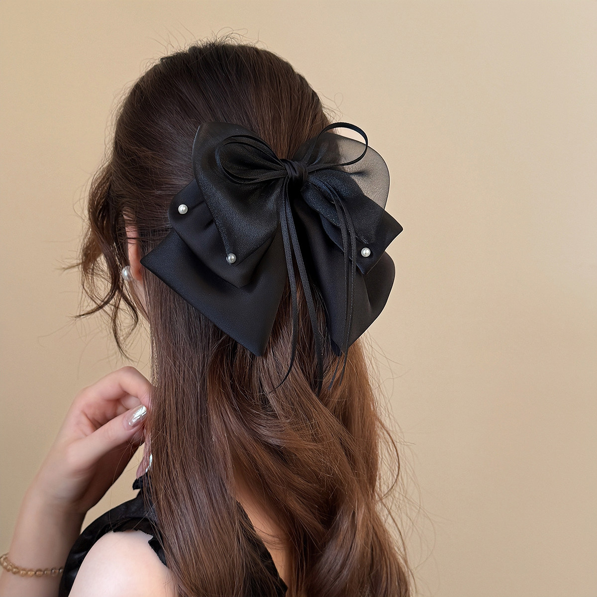 简约风气质三层蝴蝶结马尾夹