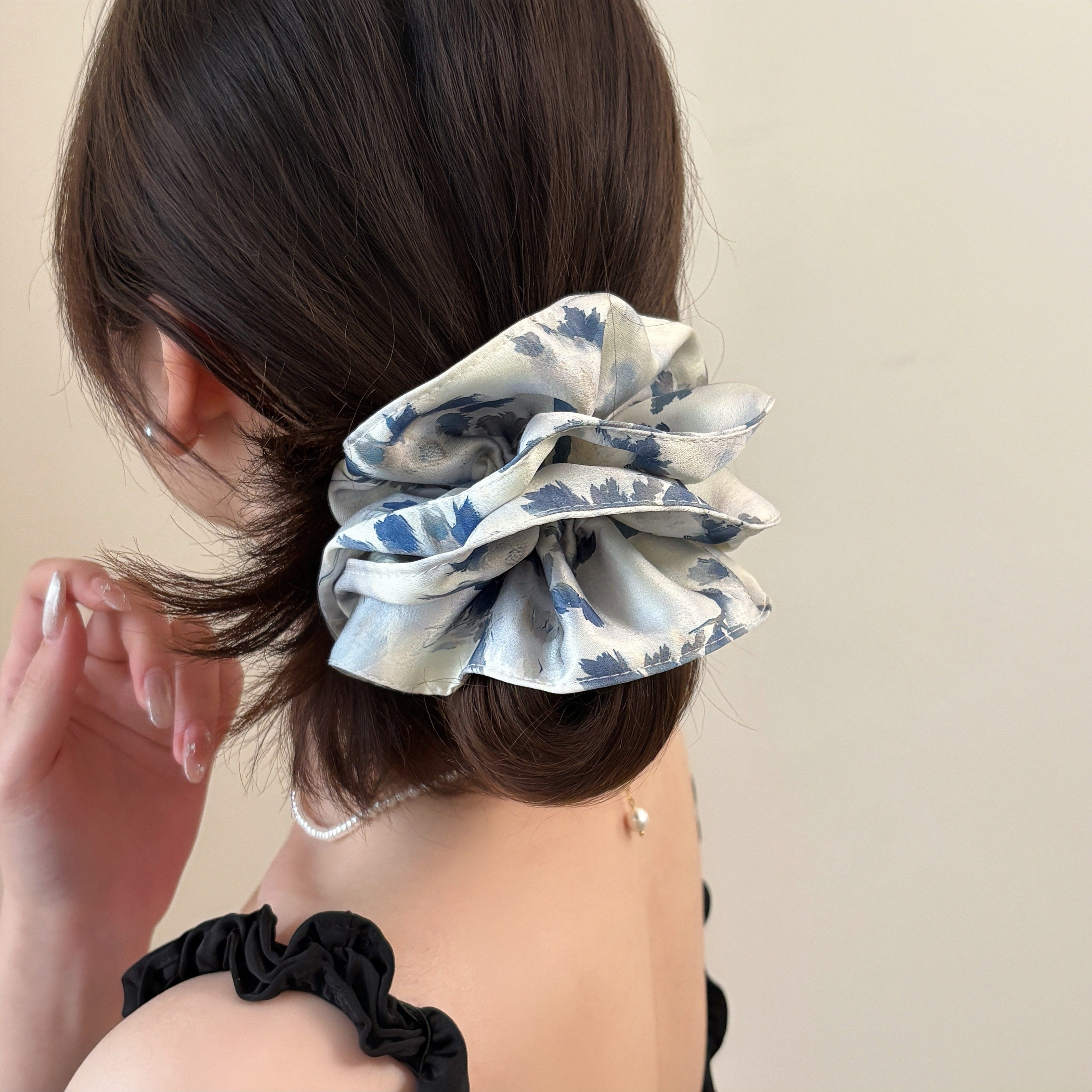 2025春季新款国风气质水墨蝴蝶结发圈新中式缎面飘带头花方巾头绳,饰品/流行首饰/时尚饰品新,发饰,淘宝优惠券,粉丝福利购,淘宝优惠卷