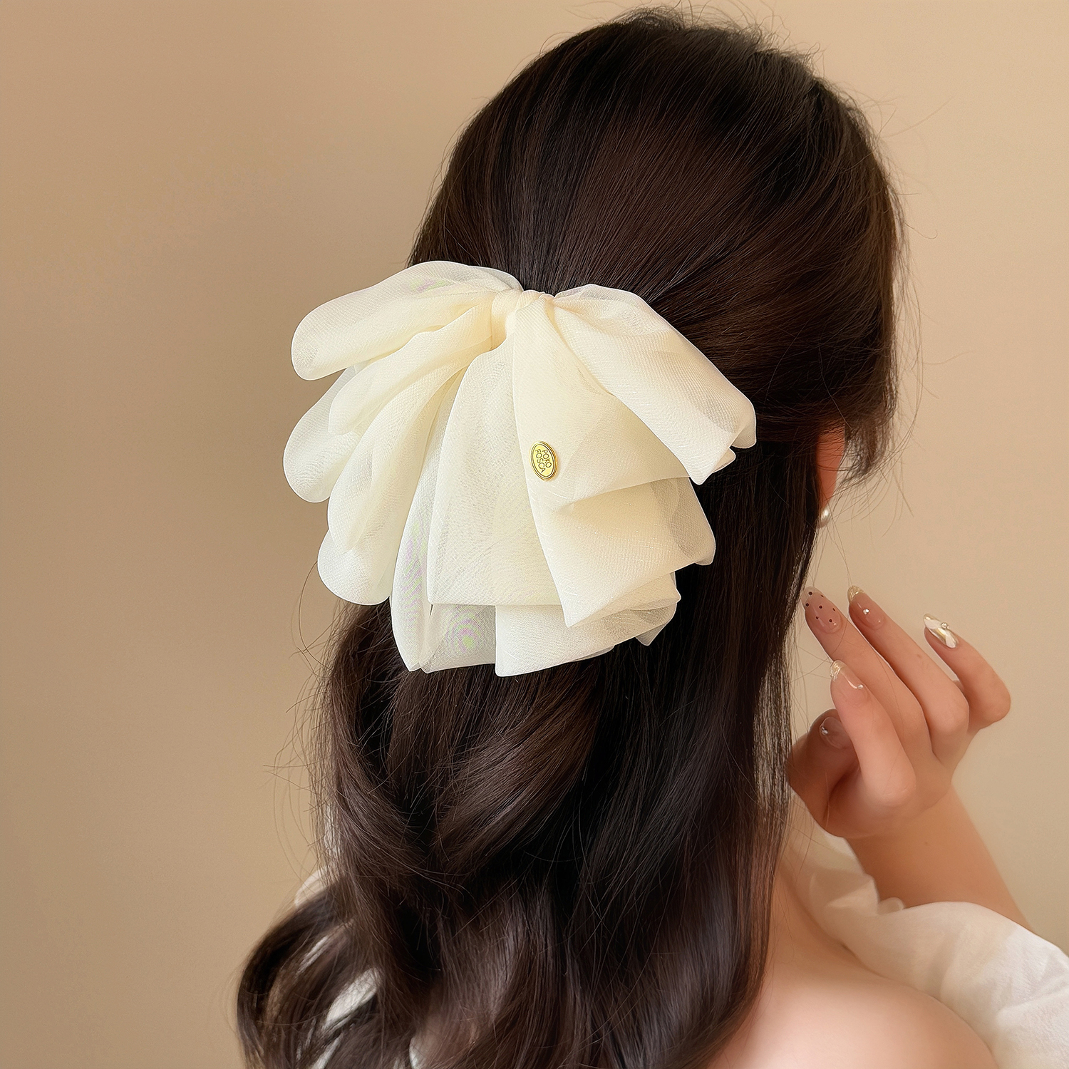 芭蕾风金标雪纺蝴蝶结发抓