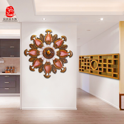 卧室墙上装饰品挂饰玄关餐厅挂件中式复古实木墙面背景墙壁饰墙饰