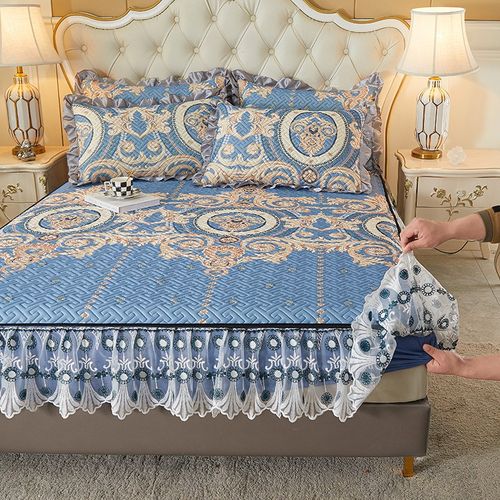 泰国天然乳胶凉席床笠款三件套防滑加厚床套床裙冰丝席空调席软席