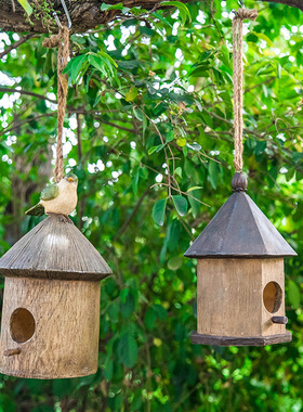 花园庭院装饰户外创意鸟窝摆件树脂挂件阳台景观别墅园林雕塑园艺