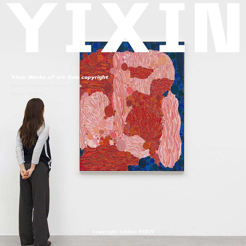 YIXIN 后现代艺术纯手绘抽象油画客厅巨幅创意装饰画玄关竖版挂画