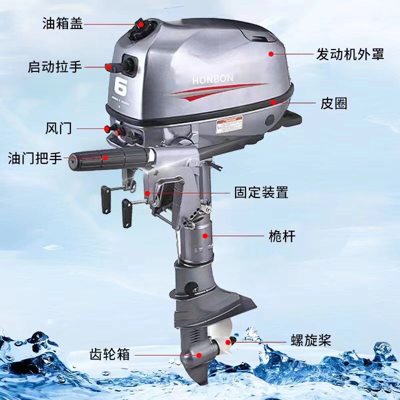 合资汉邦二四冲程水冷船外机船用挂桨机船挂机螺旋桨推进器汽油