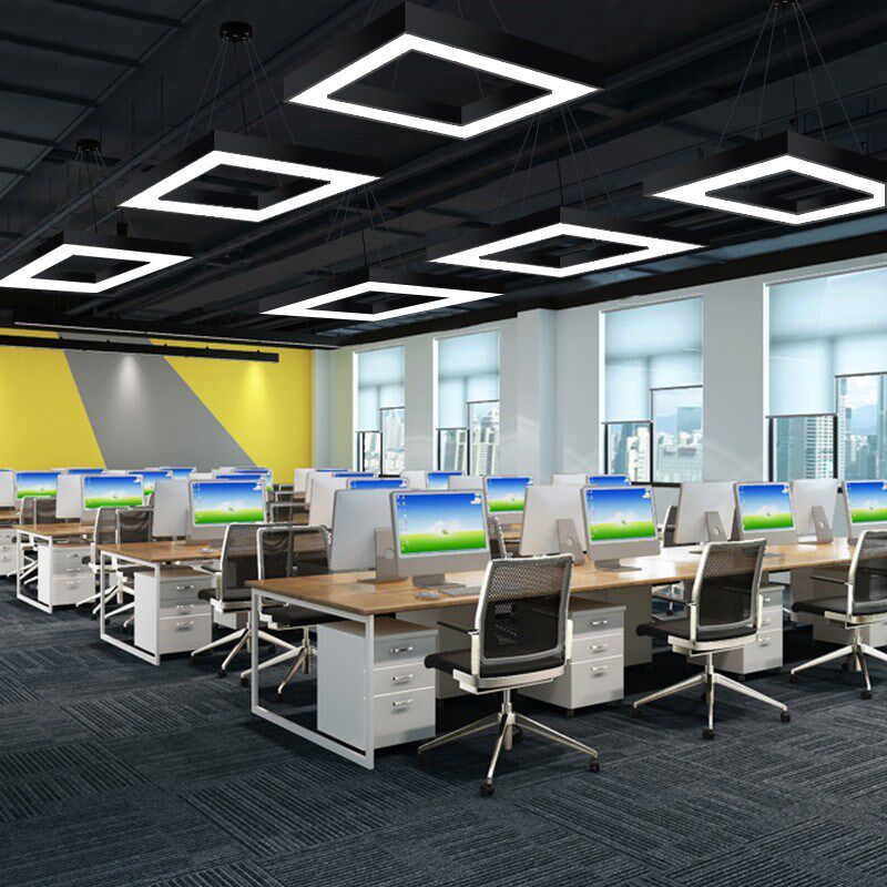 正方形吊灯办公室led长条灯超亮会议室商场超市店铺灯工业风吊灯