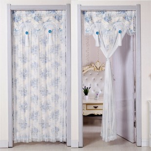 新款 定做门帘布艺防蚊门帘蕾丝卧室门帘双层隔断长门帘挂帘 包邮