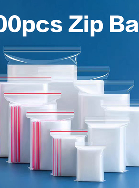 100pcs Zip Lock Plastic Bags Reclosable Clear Storage Bag