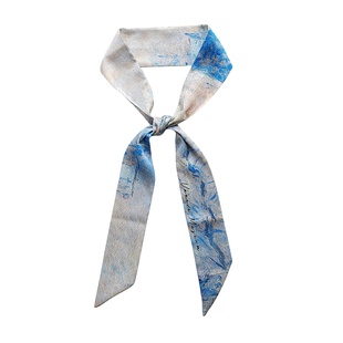 原创自制莫奈油画冬日雪域绑包包手柄丝巾飘带领巾腰带发带绑耳机