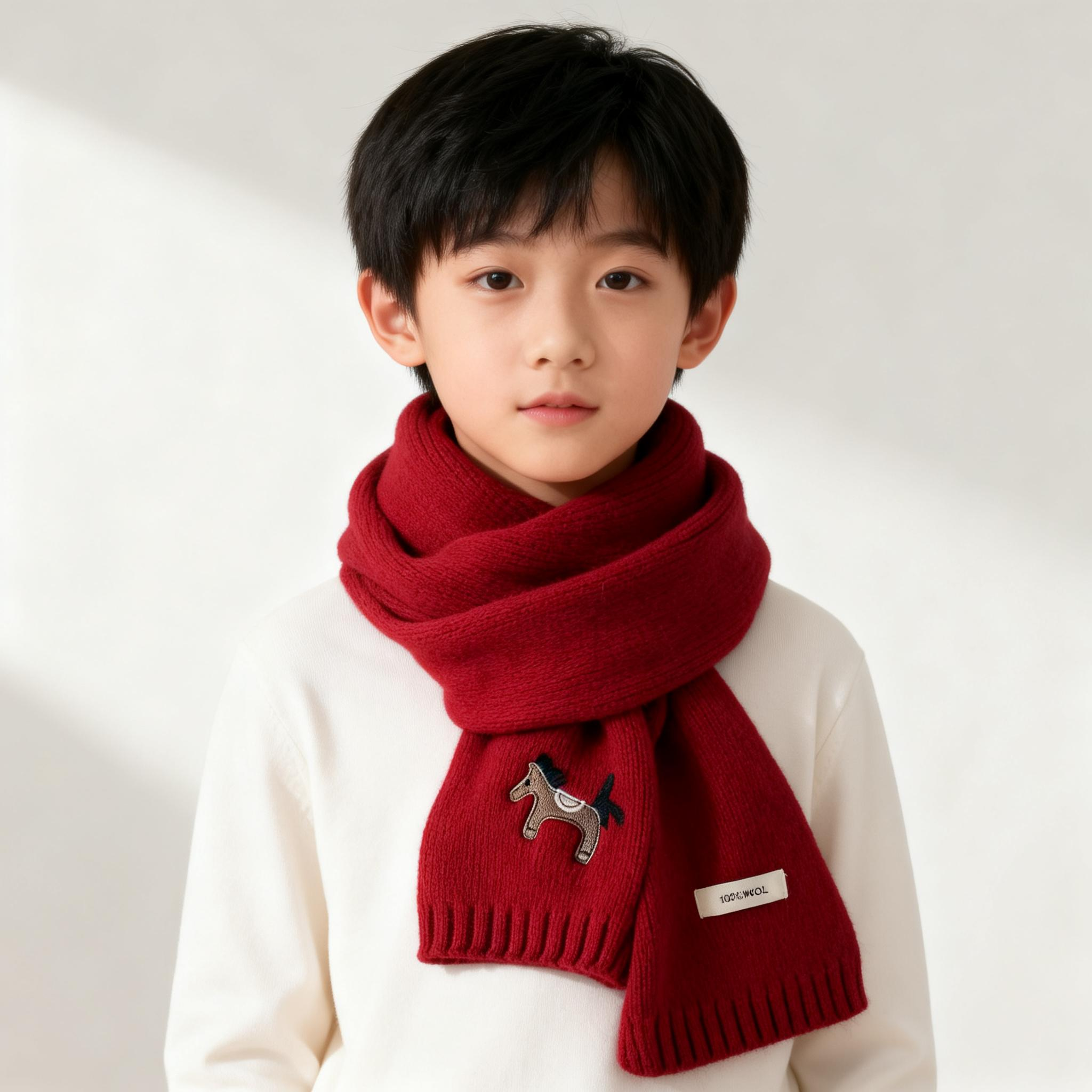 100%羊毛儿童围巾红色女童本命年男童小马刺绣马年新年氛围感围脖,服饰配件/皮带/帽子/围巾,围巾/丝巾/披肩,淘宝优惠券,粉丝福利购,淘宝优惠卷