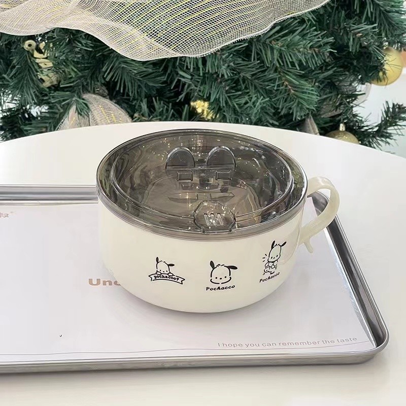 正品帕恰狗304不锈钢泡面碗带盖ins日系大容量可沥水方便面碗学生