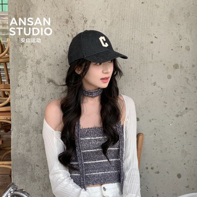 MLB正品黑色C字母棒球帽潮显脸瘦防晒鸭舌帽休闲运动帽3ACPD015N