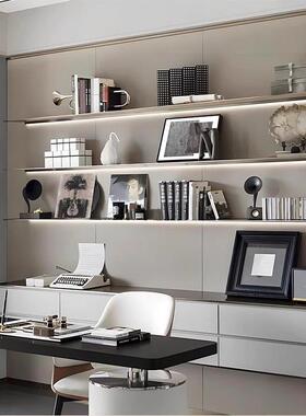 现代无障碍豪华样板房书房书架组合书柜装饰摆件客厅挂画望远镜摆