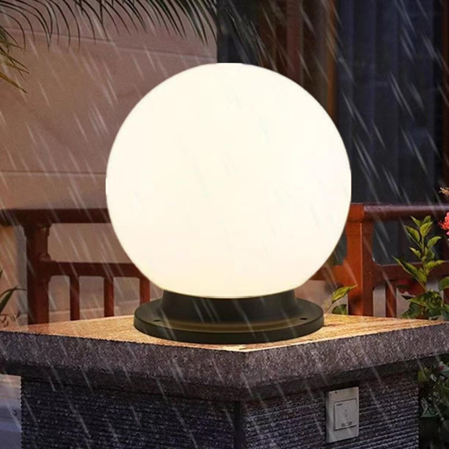 新款柱头灯接电户外防水圆球门柱灯大门灯别墅庭院花园围墙立柱灯