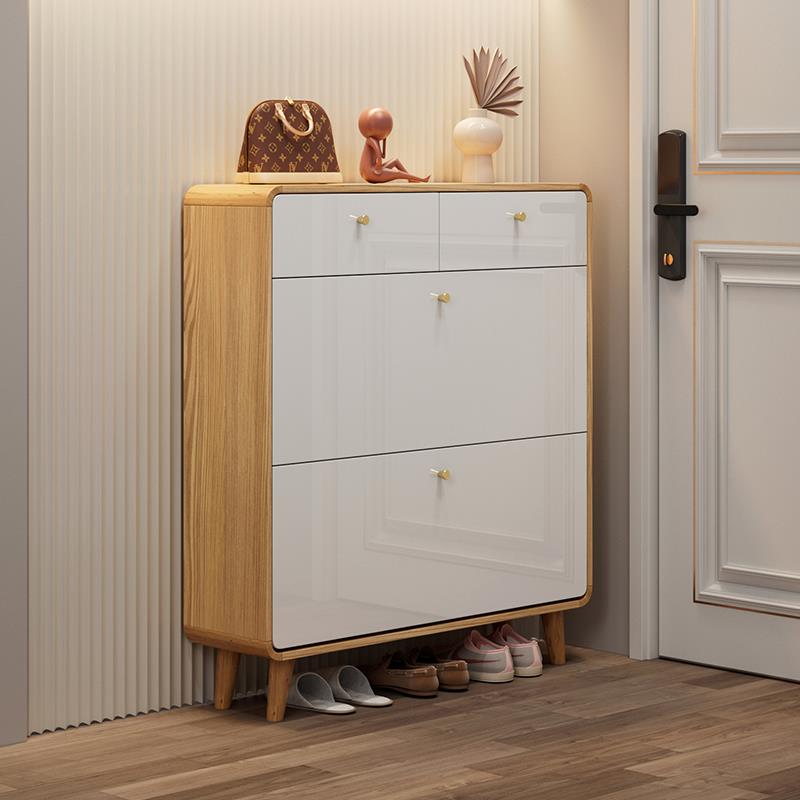 新款超薄鞋柜17cm翻斗柜家用门口简约入户鞋架大容量玄关柜原木风