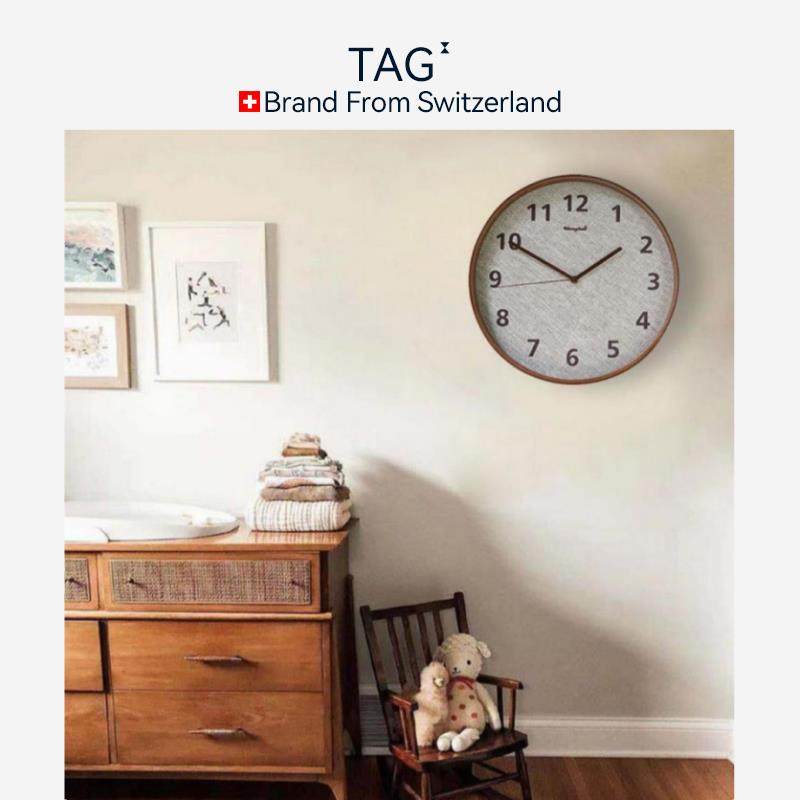 瑞士TAGH挂钟2025新款客餐厅简约创意艺术时尚个性实木静音挂钟表