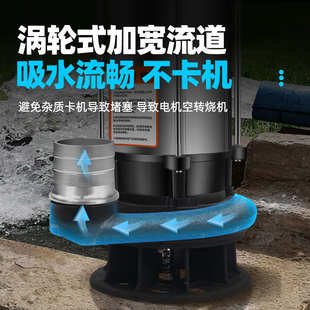 高扬尘抽水泵户外鱼池换水清洗排污泵不锈钢两相电造景一寸潜水泵