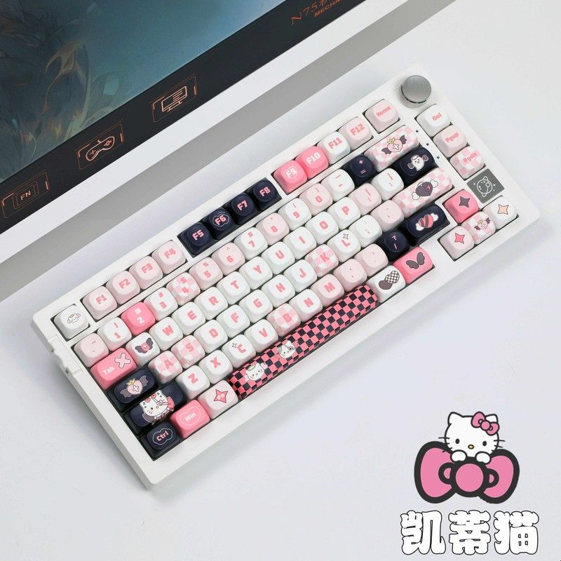 75键无线三模RGB机械键盘多媒体旋钮PBT键帽gasket全键无冲热插拔