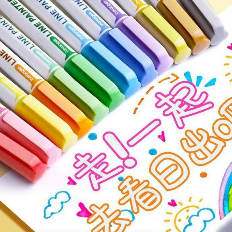 双线轮廓荧光笔手账简笔画