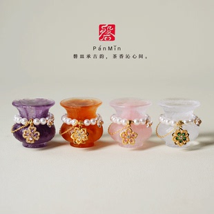青雅盖置放盖子脱蜡古法琉璃家用盖碗茶壶茶道配件 磐皿｜心缘堂