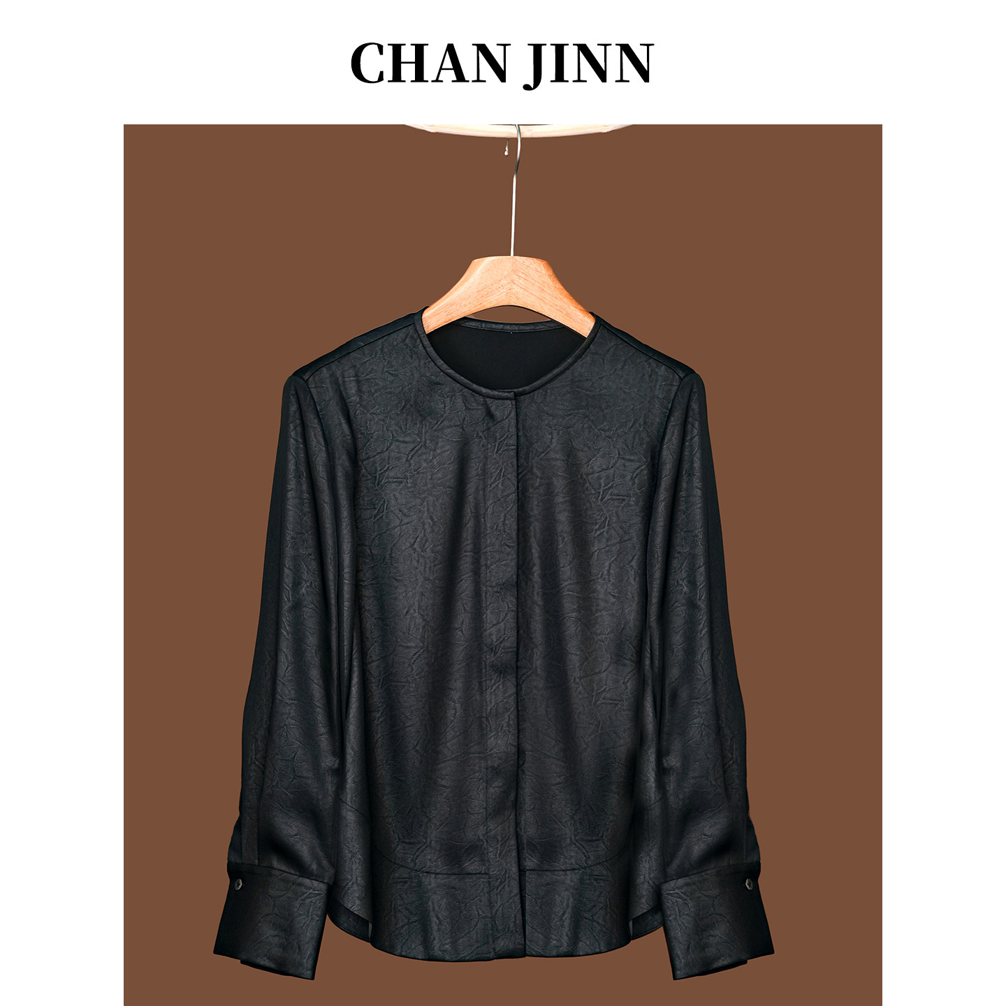 CHAN JINN/全锦新中式国风纹理衬衫女2025秋季复古印花衬衫女上衣