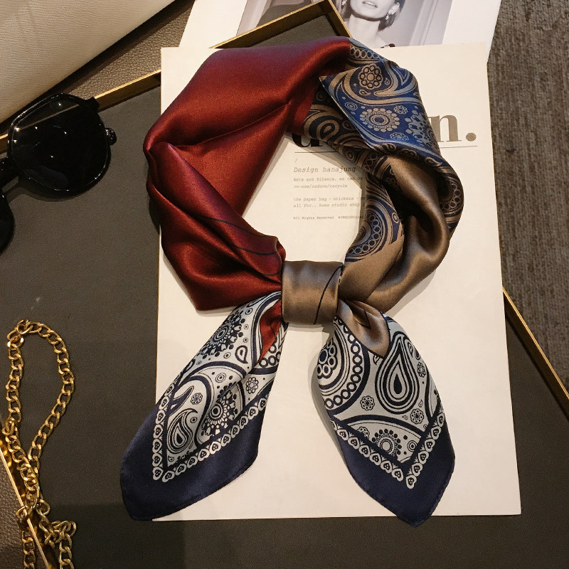 上海故事酒红腰果真丝方巾女春秋长条领巾装饰丝巾桑蚕丝百搭围脖