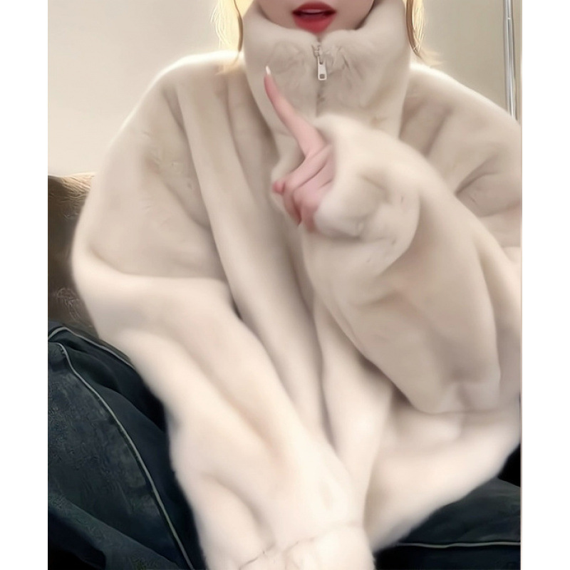 仿水貂绒皮外套女秋冬小