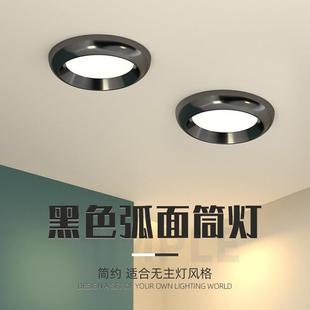 客厅走廊卧室玄关吊顶防眩光弧面黑色天花孔灯 无主灯筒灯嵌入式