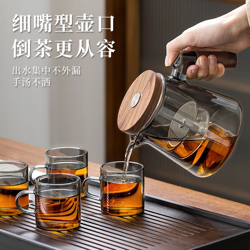 飘逸杯泡茶壶2024新款高端玻璃内胆茶水分离按压式一键家用茶具