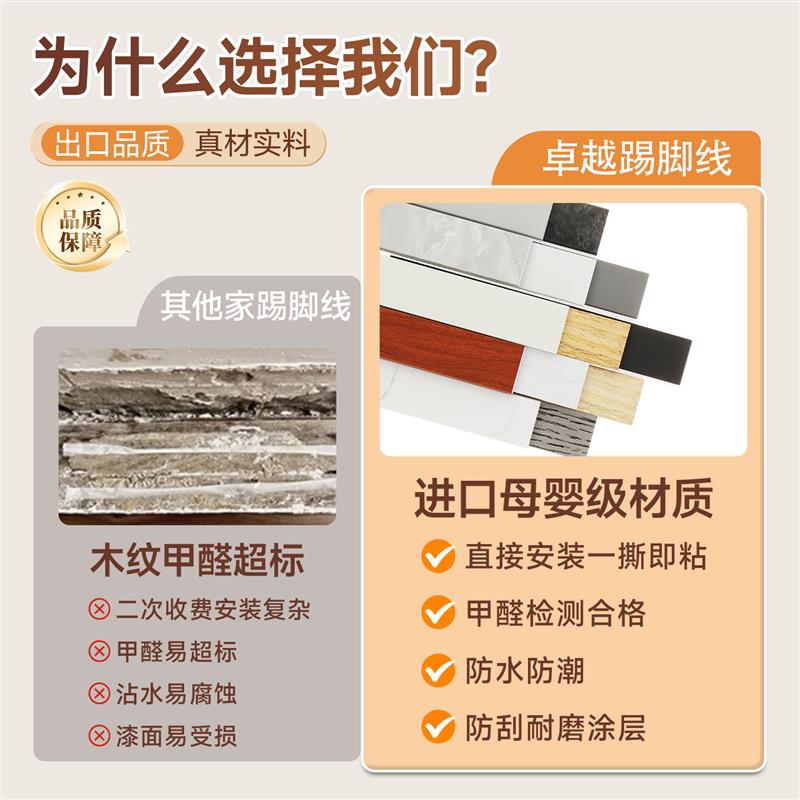 加厚仿木纹踢脚线防水防潮墙贴地脚线遮丑装饰腰线墙角线自粘贴纸