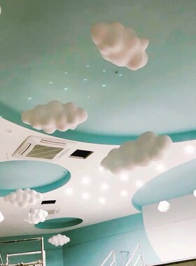 泡沫白云朵星空儿童摄影背景商场童装店铺装饰幼儿园学校吊饰布置