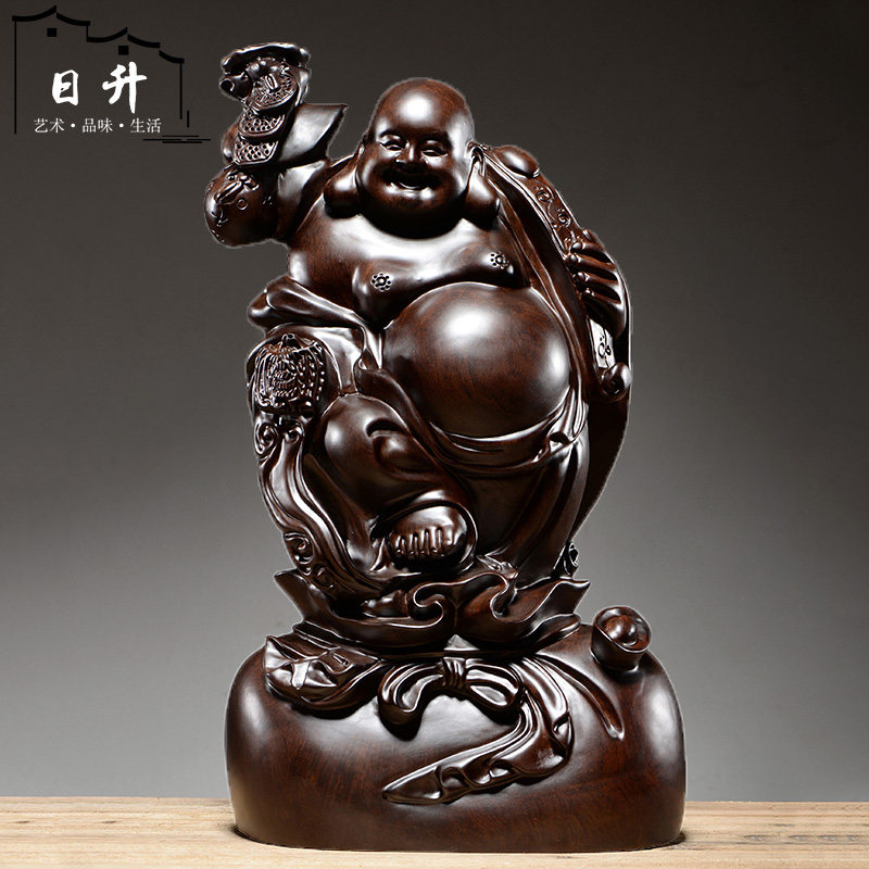 黄花梨木雕弥勒佛像摆件大号实木全家福笑佛招财客厅红木工艺品