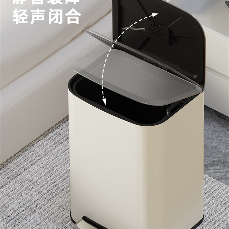 大号80L不锈钢垃圾桶商用家用2026新款客厅厨房大容量带盖脚踏式