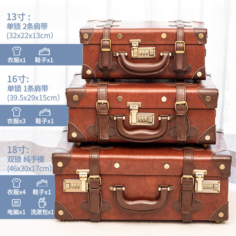 手工手提箱复古行李箱商务公文箱小旅行箱男女密码锁皮箱收纳盒