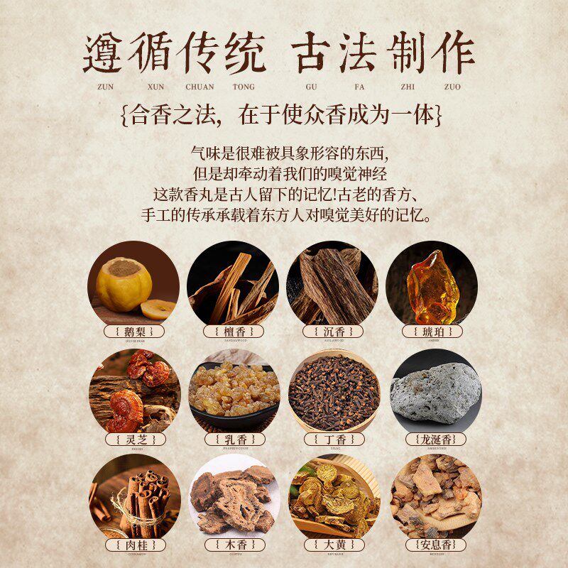 古方香丸手工合香鹅梨帐中香随身佩戴香囊球桂花熏香古风车载香薰