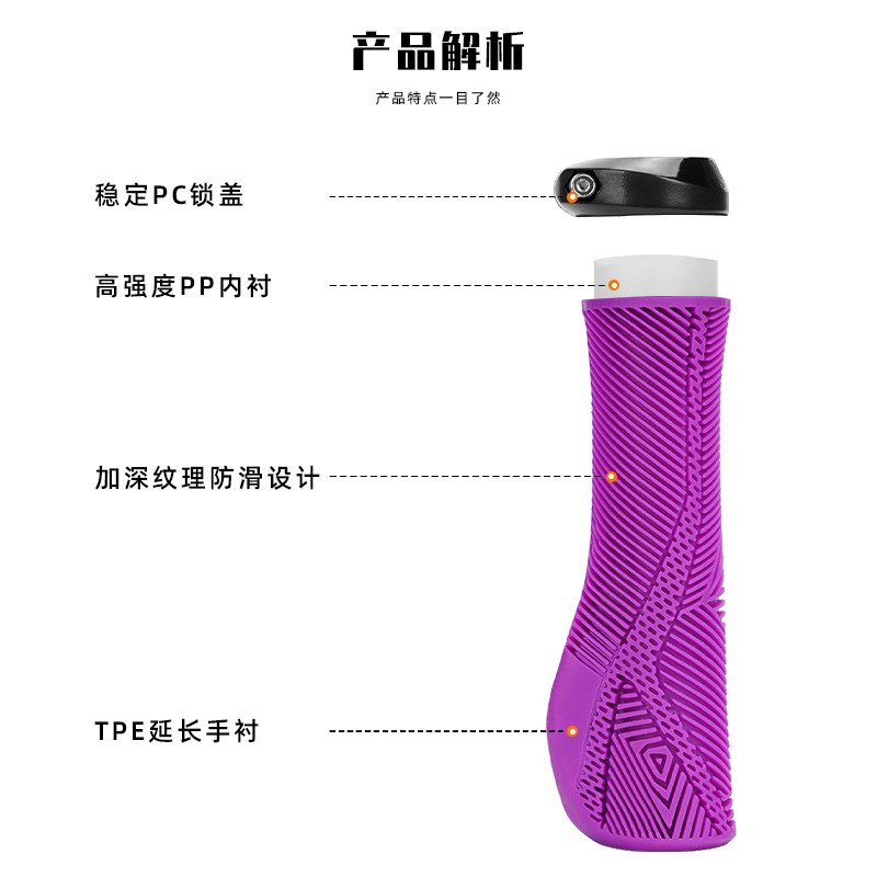 Enlee自行车把套小轮折叠车防滑可锁死把套TPE减震舒适山地车握把