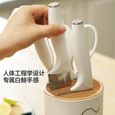 sowe小白鲸刀具套装抗菌5件套厨房家用全套不锈钢白色菜刀水果刀