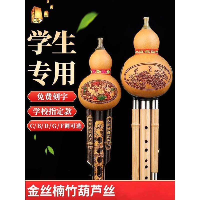 葫芦丝民族乐器初学者C调降B调防摔儿童小学生专用高档紫竹胡葫丝